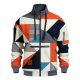 Men's Full-Zip Stand Collar Jacket with Geometric & Stripe Patchwork Print