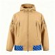 Men's Khaki Hooded Jacket with Blue Polka Dot Hem Print