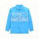Men's Light Blue Shirt with White Stripe Panel Print