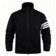 Men's Black Stand-Collar Jacket with White Stripe Sleeve Print