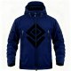 Men's Navy Hooded Jacket with Geometric Pattern Print