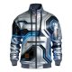 Men's Full-Zip Stand Collar Jacket with Tech Circuit Board Print